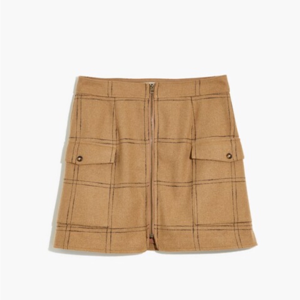 NWT Madewell Recycled Italian Wool-blend Zip-Front Mini Skirt, Size 12